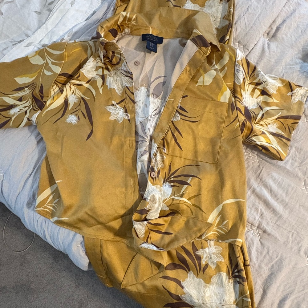 RACHEL Rachel Roy Mustard and Cream Floral Set